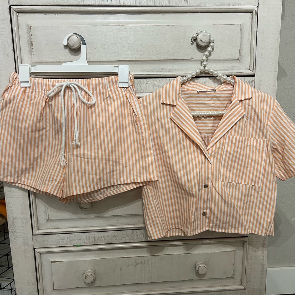 Striped Peach Women's Pajama Set